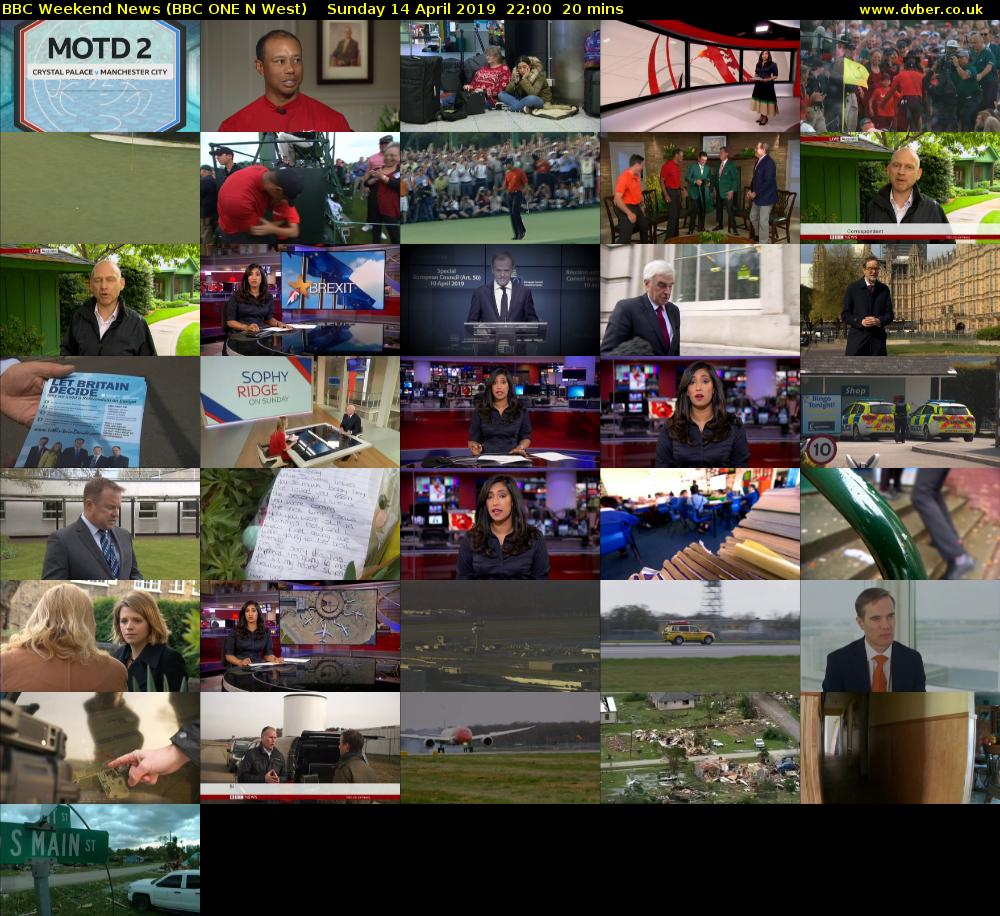 BBC Weekend News (BBC ONE N West) Sunday 14 April 2019 22:00 - 22:20