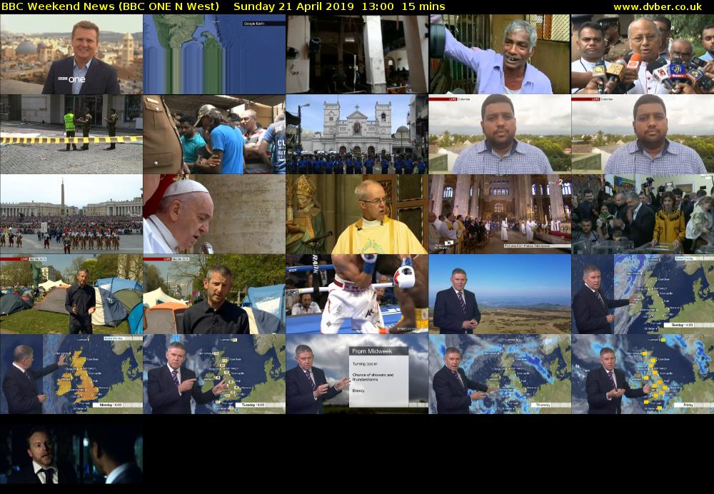 BBC Weekend News (BBC ONE N West) Sunday 21 April 2019 13:00 - 13:15