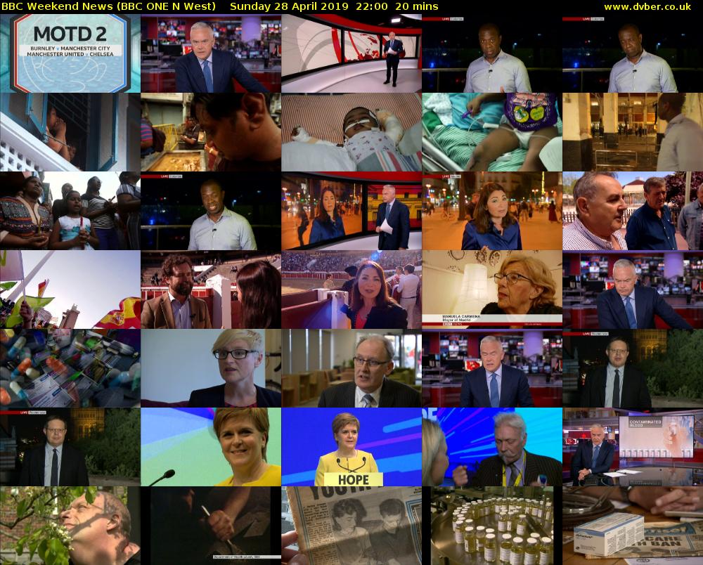 BBC Weekend News (BBC ONE N West) Sunday 28 April 2019 22:00 - 22:20