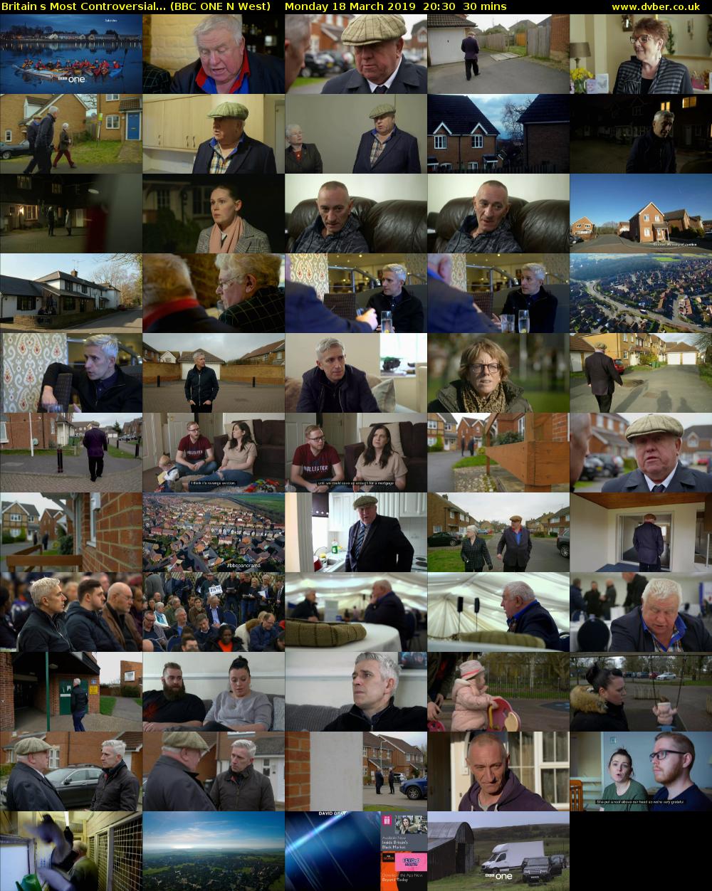 Britains Most Controversial... (BBC ONE N West) Monday 18 March 2019 20:30 - 21:00