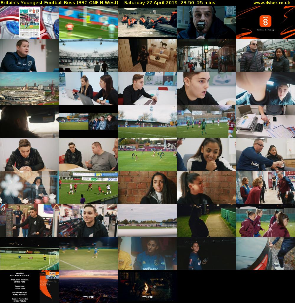 Britain's Youngest Football Boss (BBC ONE N West) Saturday 27 April 2019 23:50 - 00:15
