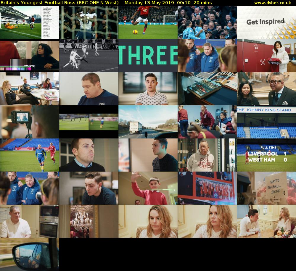 Britain's Youngest Football Boss (BBC ONE N West) Monday 13 May 2019 00:10 - 00:30