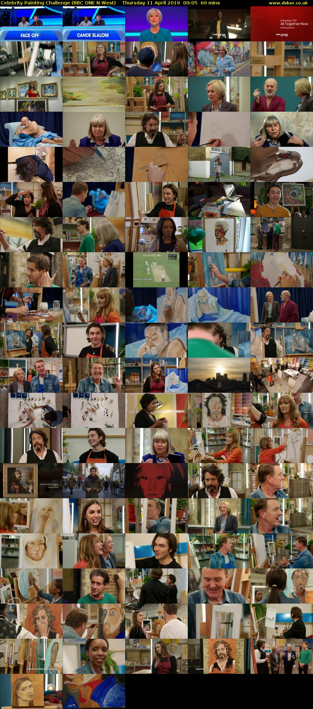 Celebrity Painting Challenge (BBC ONE N West) Thursday 11 April 2019 00:05 - 01:05