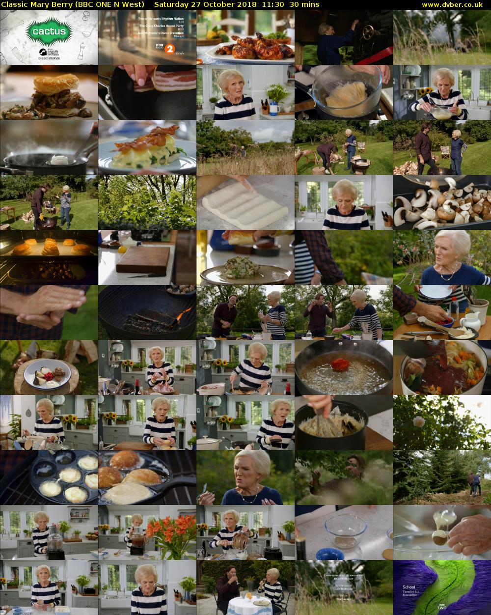 Classic Mary Berry (BBC ONE N West) Saturday 27 October 2018 11:30 - 12:00