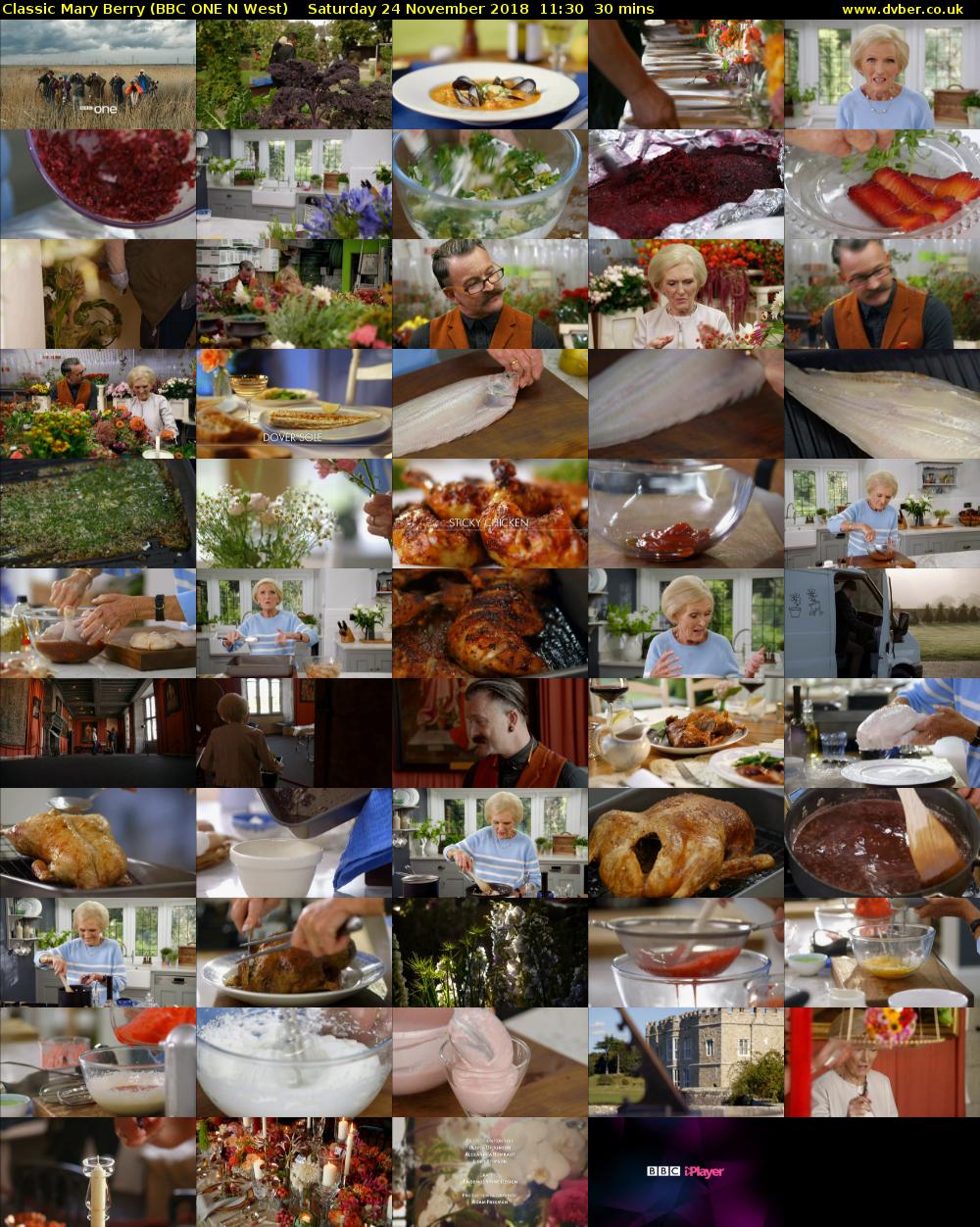 Classic Mary Berry (BBC ONE N West) Saturday 24 November 2018 11:30 - 12:00