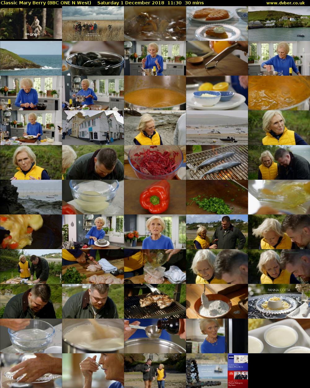 Classic Mary Berry (BBC ONE N West) Saturday 1 December 2018 11:30 - 12:00