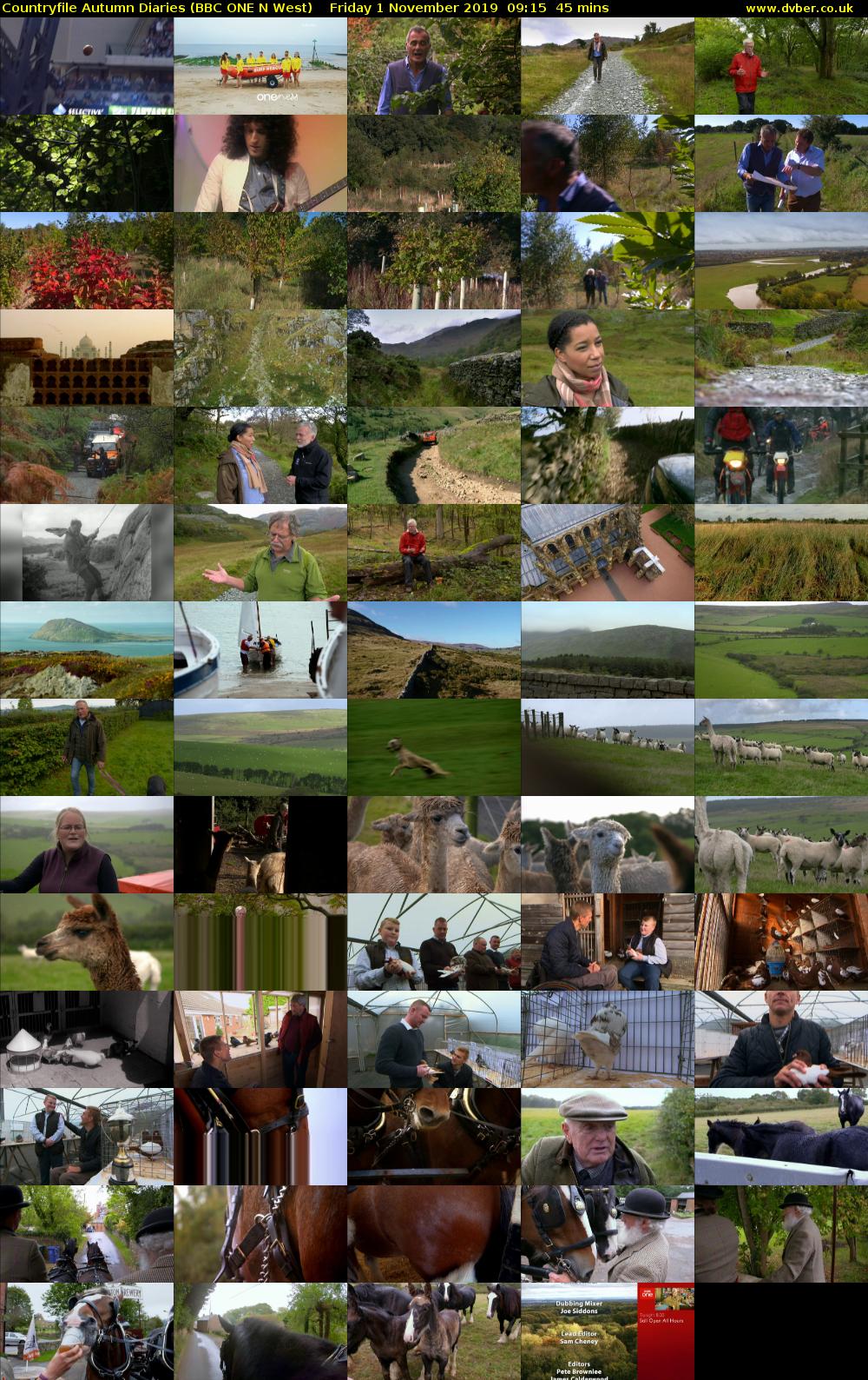 Countryfile Autumn Diaries (BBC ONE N West) Friday 1 November 2019 09:15 - 10:00