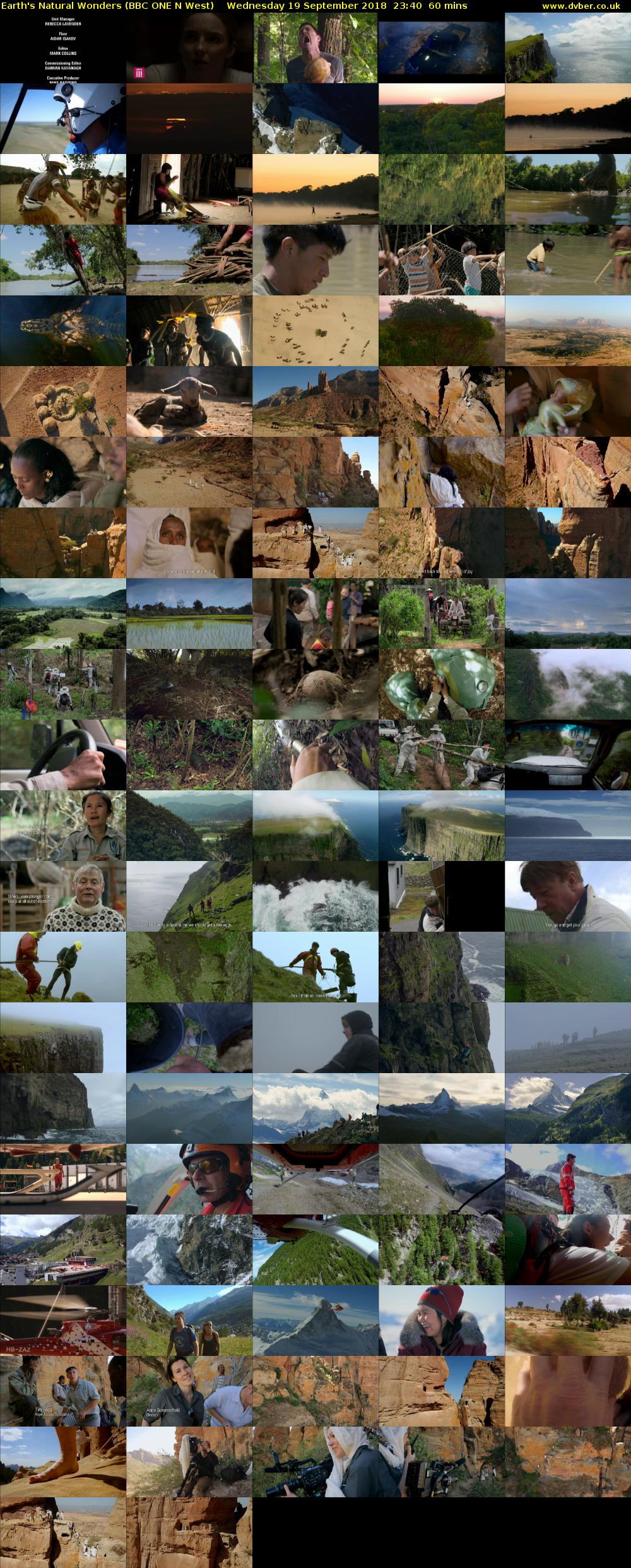 Earth's Natural Wonders (BBC ONE N West) Wednesday 19 September 2018 23:40 - 00:40