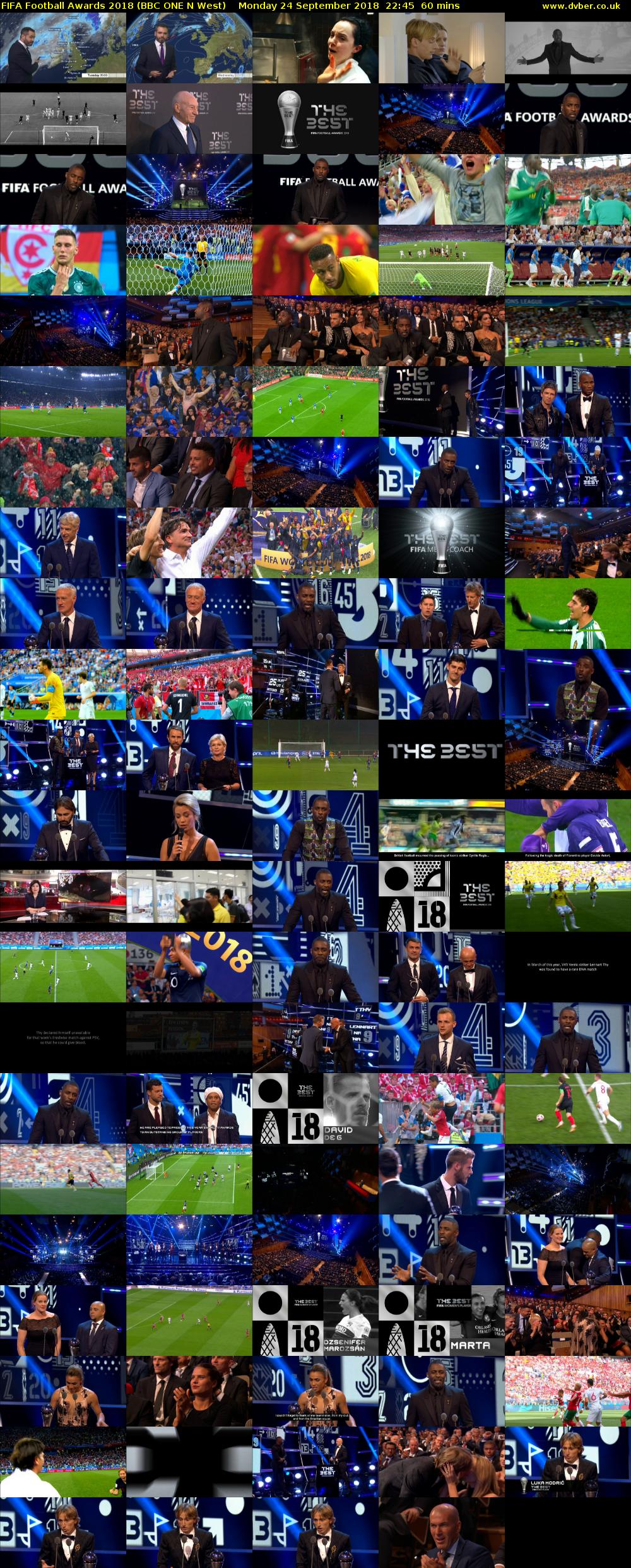 FIFA Football Awards 2018 (BBC ONE N West) Monday 24 September 2018 22:45 - 23:45