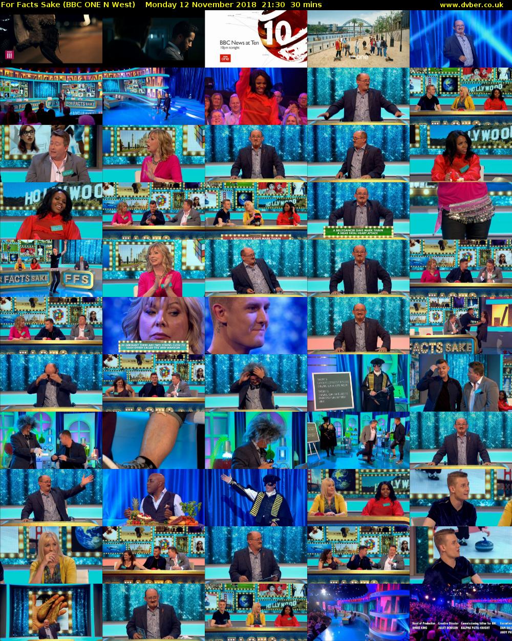 For Facts Sake (BBC ONE N West) Monday 12 November 2018 21:30 - 22:00