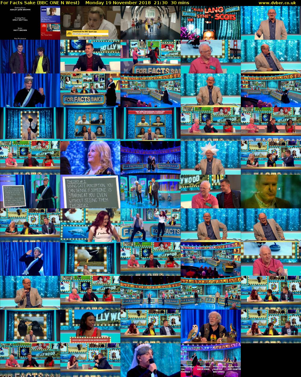 For Facts Sake (BBC ONE N West) Monday 19 November 2018 21:30 - 22:00