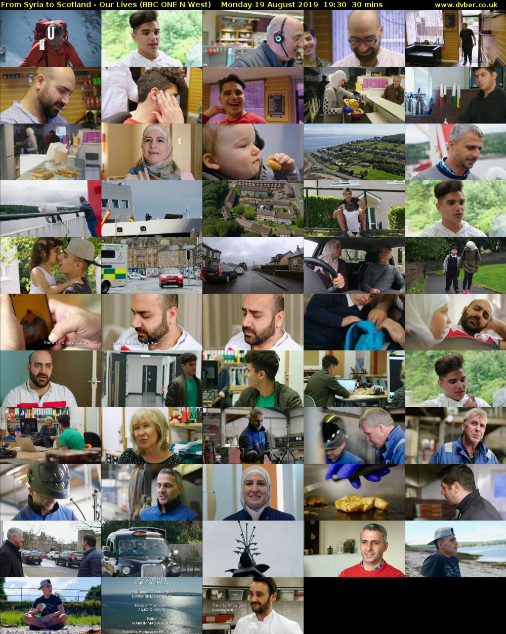 From Syria to Scotland - Our Lives (BBC ONE N West) Monday 19 August 2019 19:30 - 20:00