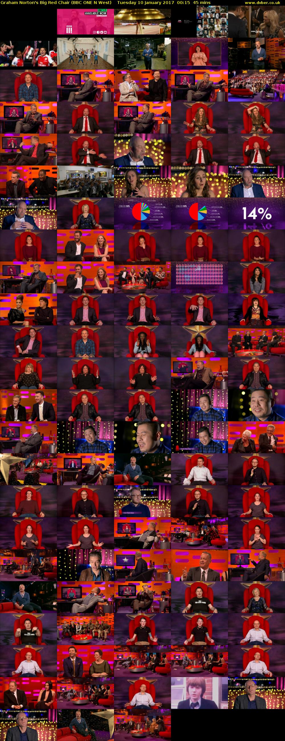 Graham Norton's Big Red Chair (BBC ONE N West) Tuesday 10 January 2017 00:15 - 01:00