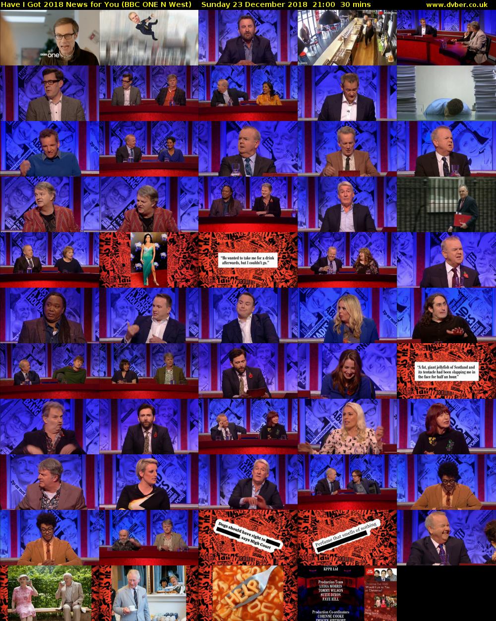 Have I Got 2018 News for You (BBC ONE N West) Sunday 23 December 2018 21:00 - 21:30