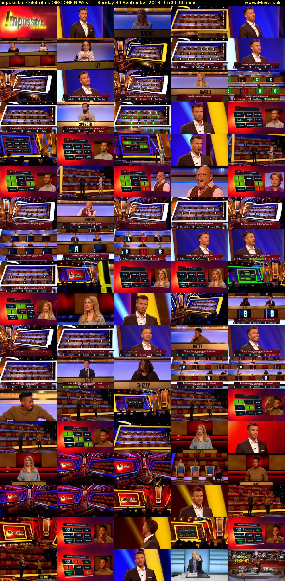 Impossible Celebrities (BBC ONE N West) Sunday 30 September 2018 17:00 - 17:50