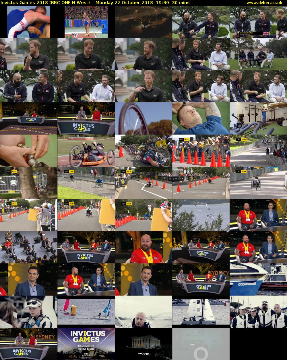 Invictus Games 2018 (BBC ONE N West) Monday 22 October 2018 19:30 - 20:00