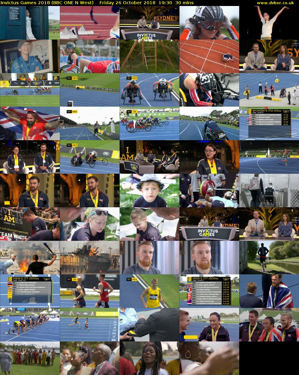 Invictus Games 2018 (BBC ONE N West) Friday 26 October 2018 19:30 - 20:00