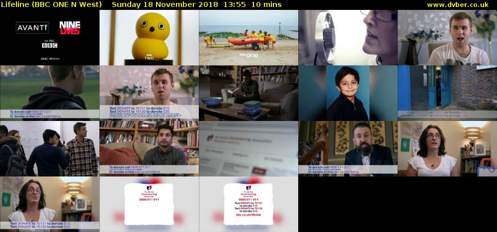 Lifeline (BBC ONE N West) Sunday 18 November 2018 13:55 - 14:05