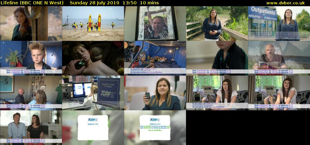 Lifeline (BBC ONE N West) Sunday 28 July 2019 13:50 - 14:00