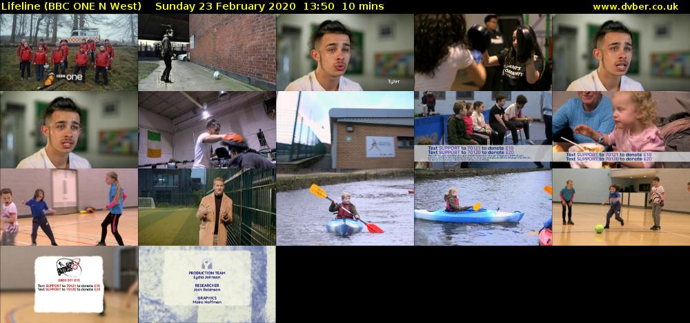 Lifeline (BBC ONE N West) Sunday 23 February 2020 13:50 - 14:00