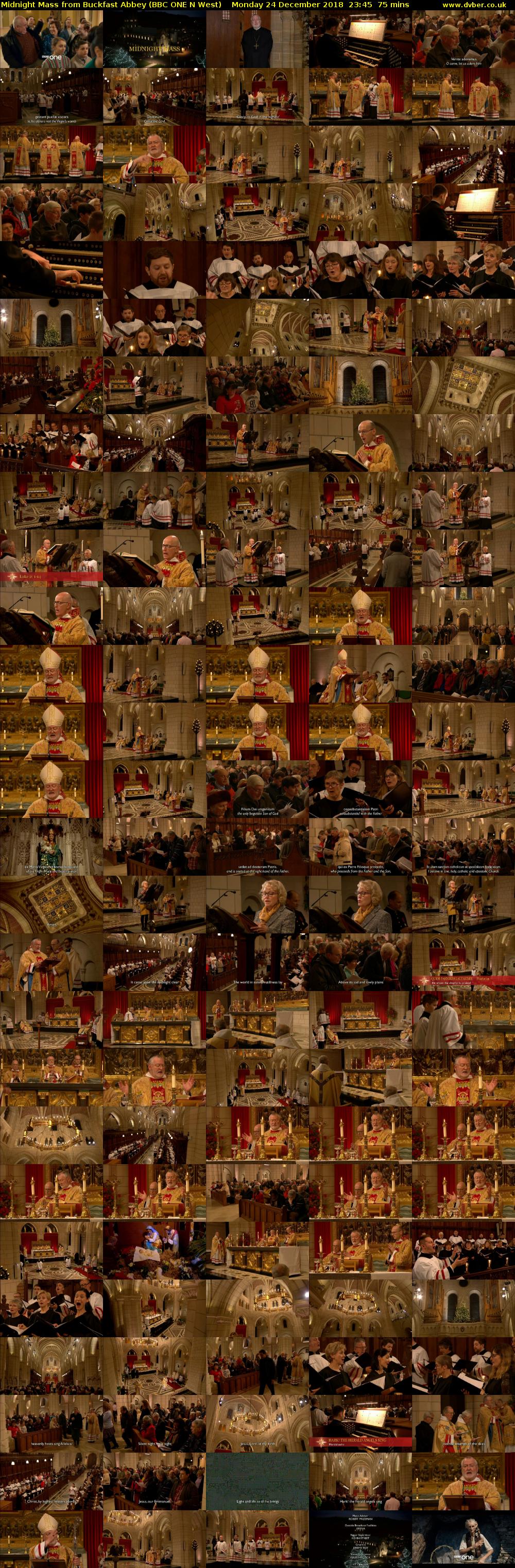 Midnight Mass from Buckfast Abbey (BBC ONE N West) Monday 24 December 2018 23:45 - 01:00