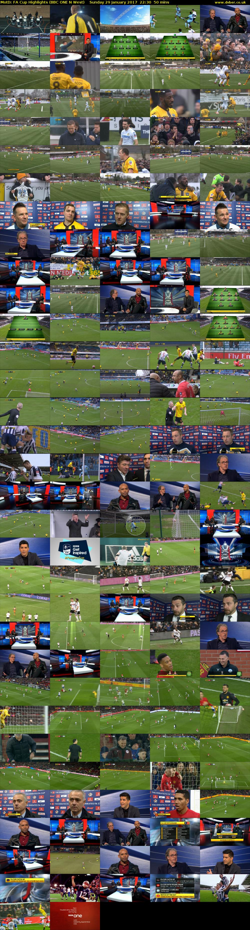 MotD: FA Cup Highlights (BBC ONE N West) Sunday 29 January 2017 22:30 - 23:20