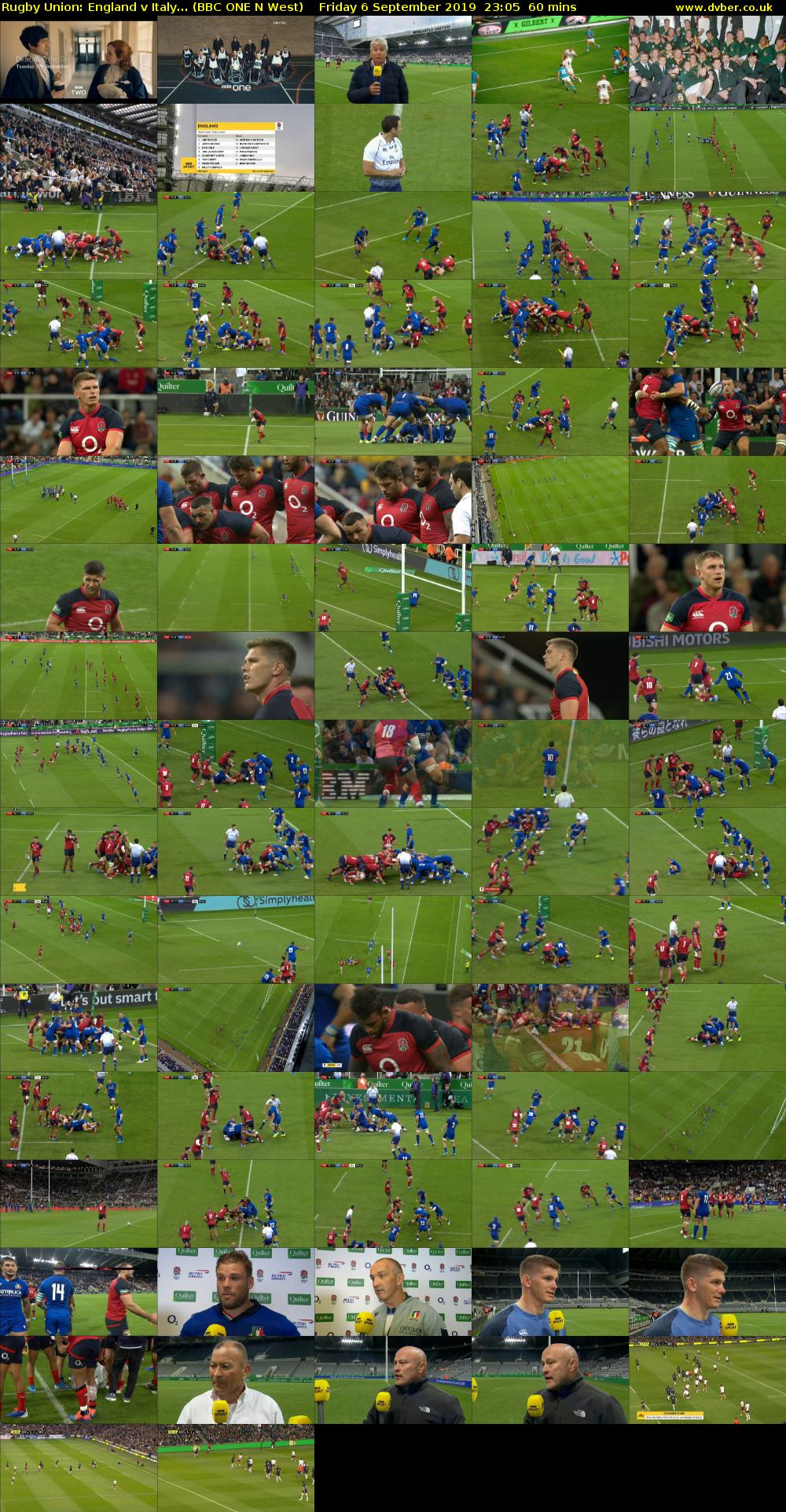 Rugby Union: England v Italy... (BBC ONE N West) Friday 6 September 2019 23:05 - 00:05