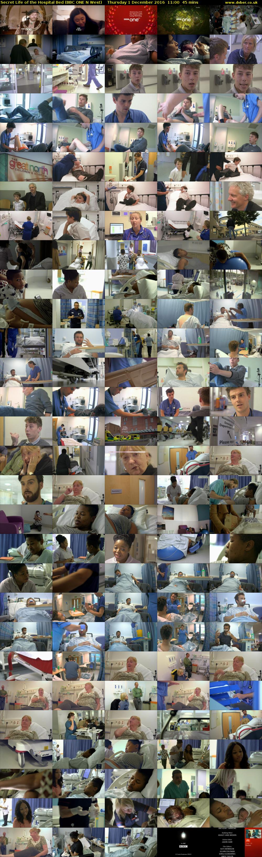Secret Life of the Hospital Bed (BBC ONE N West) Thursday 1 December 2016 11:00 - 11:45
