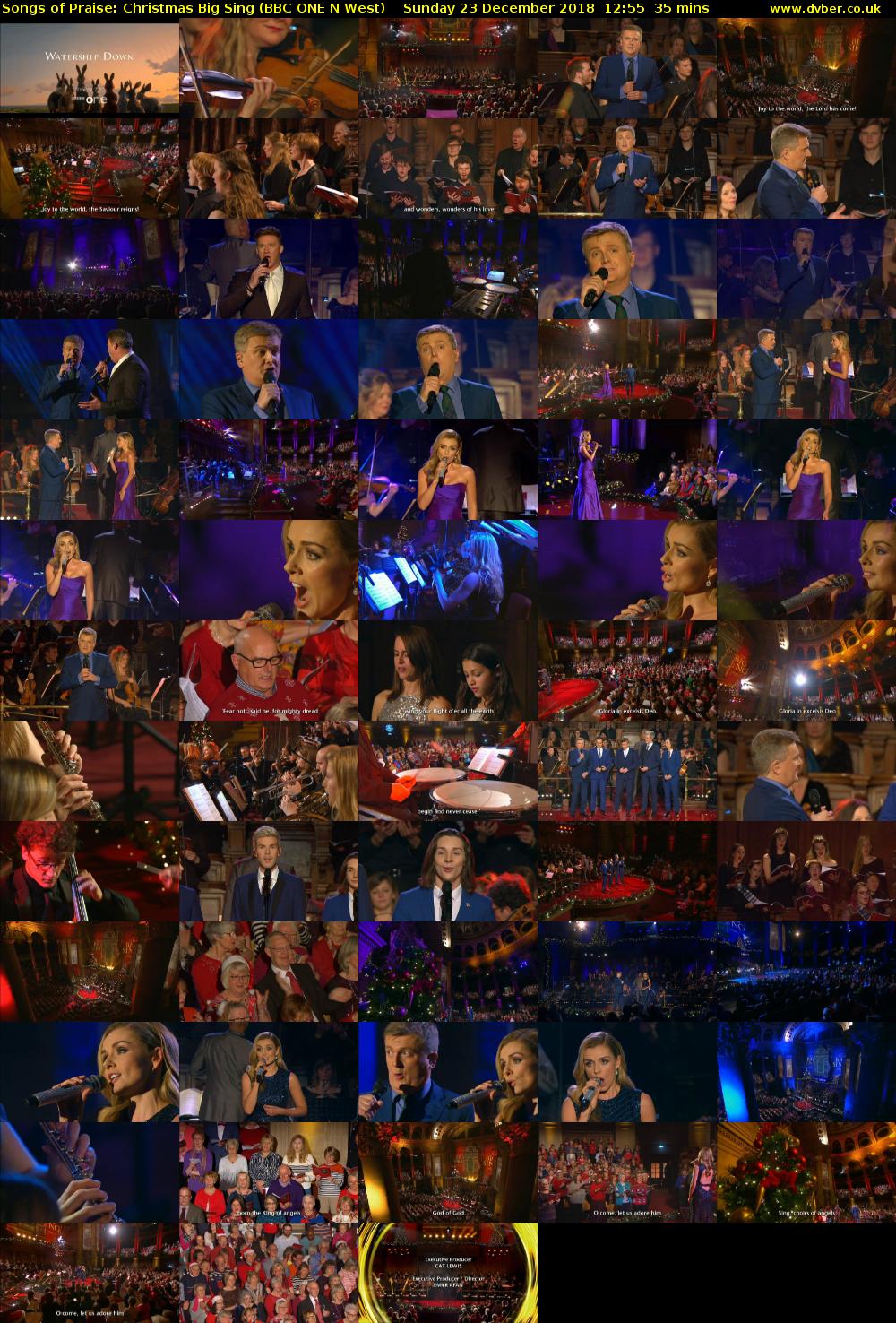 Songs of Praise: Christmas Big Sing (BBC ONE N West) Sunday 23 December 2018 12:55 - 13:30