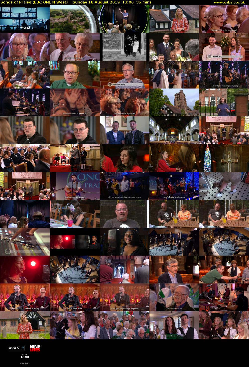 Songs of Praise (BBC ONE N West) Sunday 18 August 2019 13:00 - 13:35