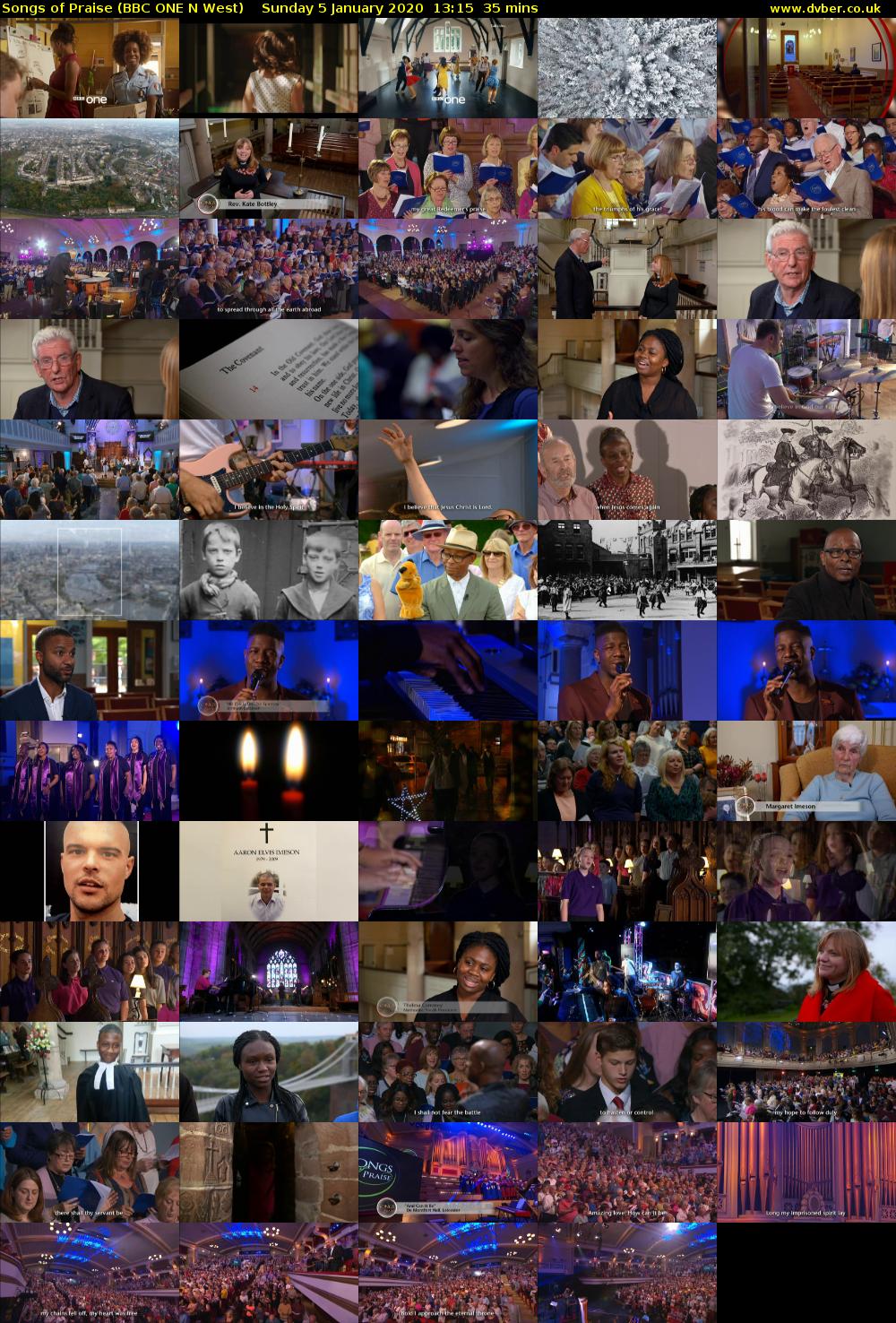 Songs of Praise (BBC ONE N West) Sunday 5 January 2020 13:15 - 13:50