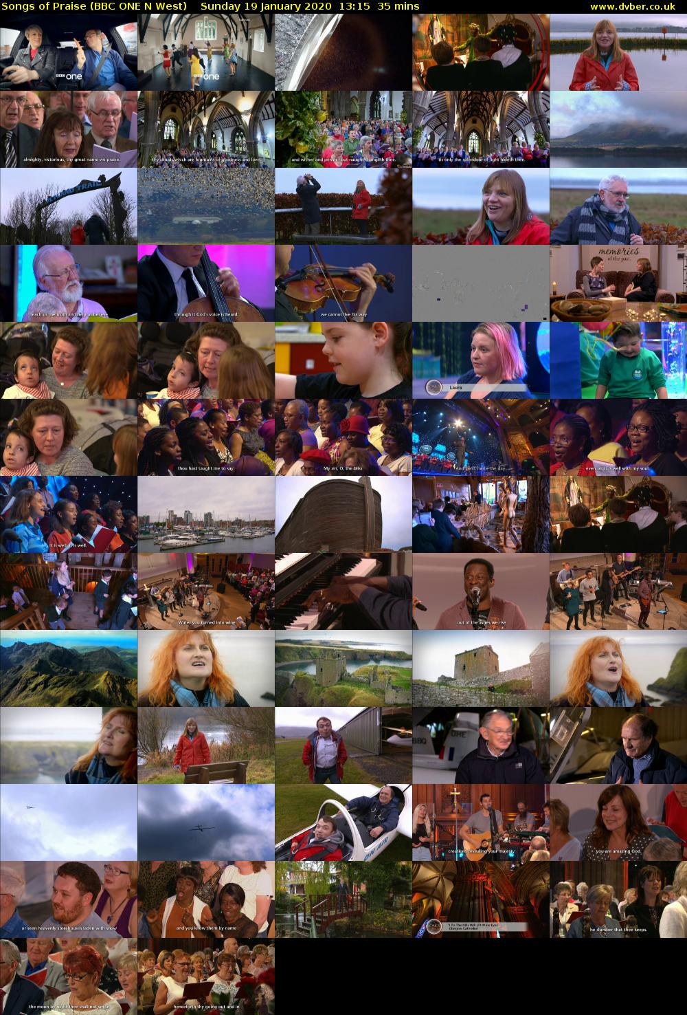 Songs of Praise (BBC ONE N West) Sunday 19 January 2020 13:15 - 13:50