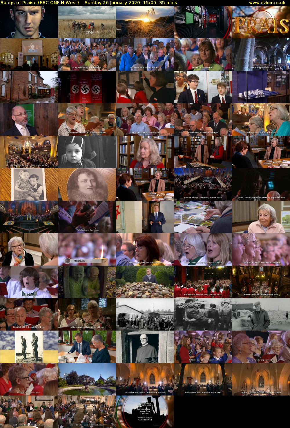 Songs of Praise (BBC ONE N West) Sunday 26 January 2020 15:05 - 15:40