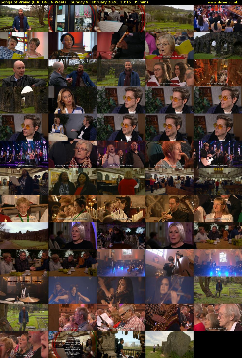 Songs of Praise (BBC ONE N West) Sunday 9 February 2020 13:15 - 13:50