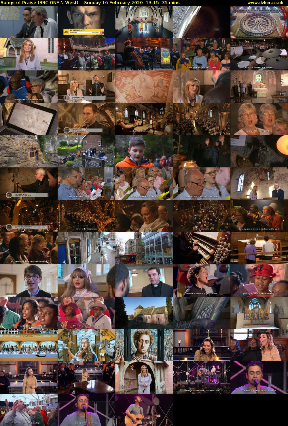 Songs of Praise (BBC ONE N West) Sunday 16 February 2020 13:15 - 13:50