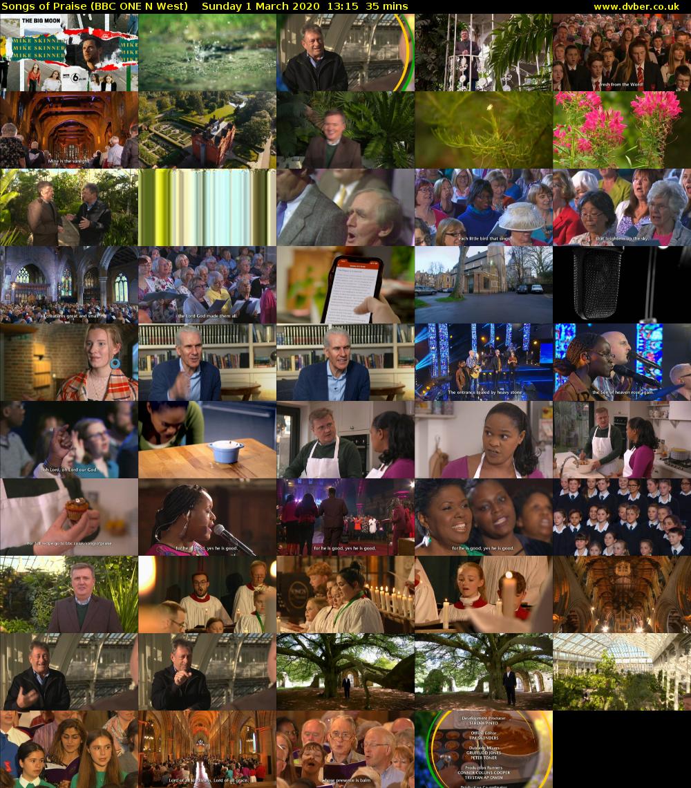 Songs of Praise (BBC ONE N West) Sunday 1 March 2020 13:15 - 13:50