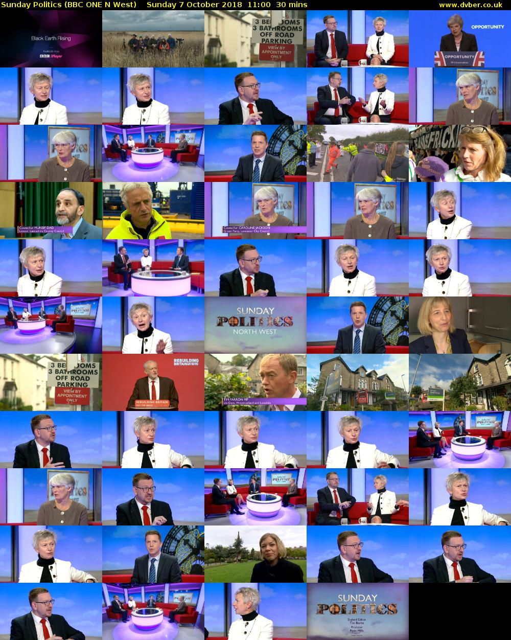 Sunday Politics (BBC ONE N West) Sunday 7 October 2018 11:00 - 11:30