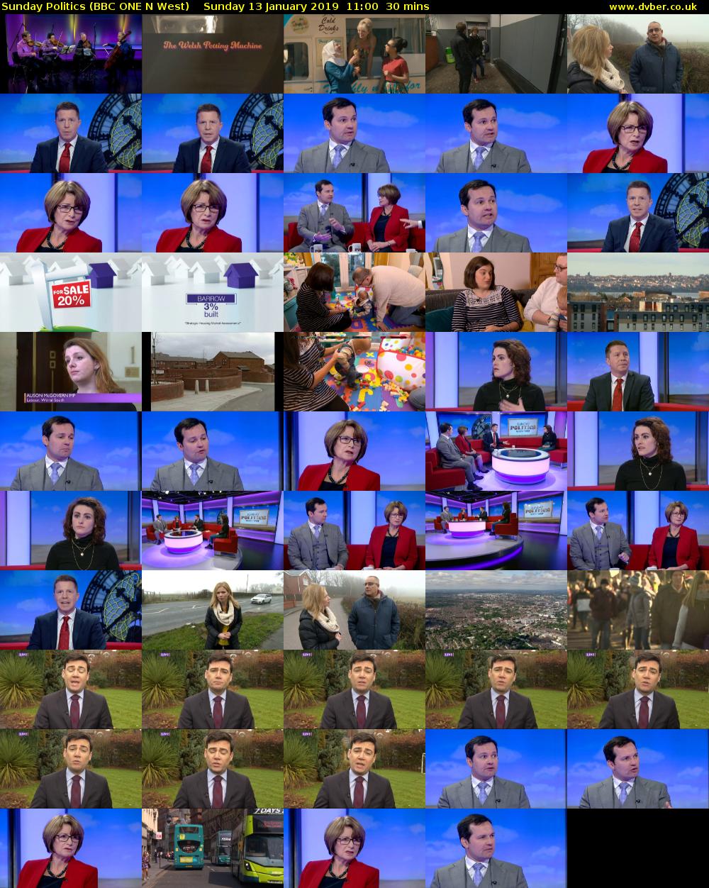 Sunday Politics (BBC ONE N West) Sunday 13 January 2019 11:00 - 11:30