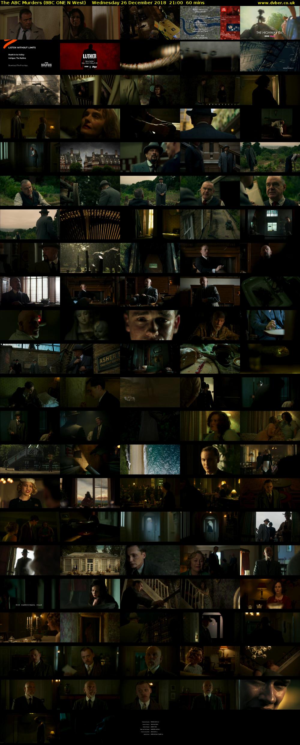 The ABC Murders (BBC ONE N West) Wednesday 26 December 2018 21:00 - 22:00