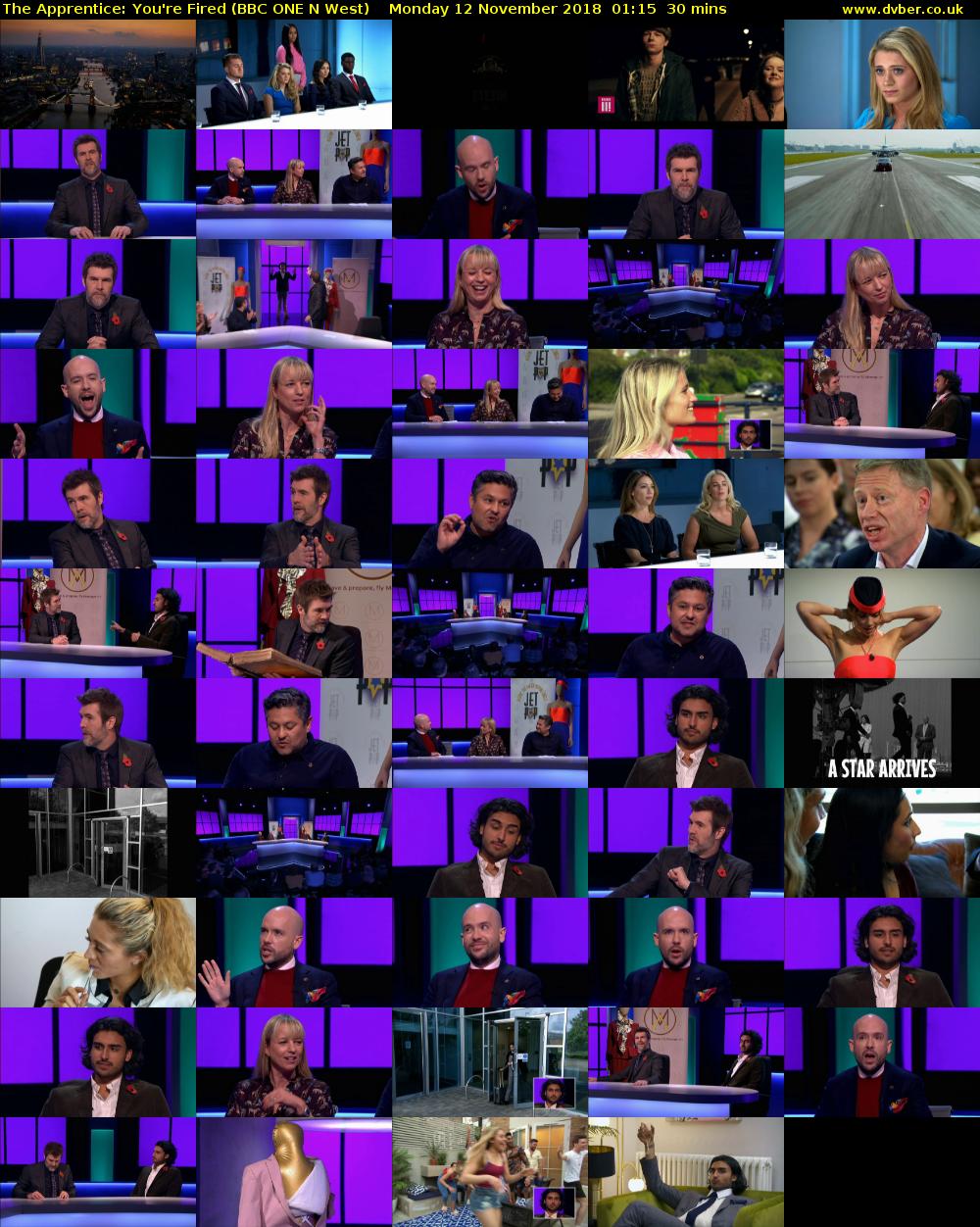 The Apprentice: You're Fired (BBC ONE N West) Monday 12 November 2018 01:15 - 01:45