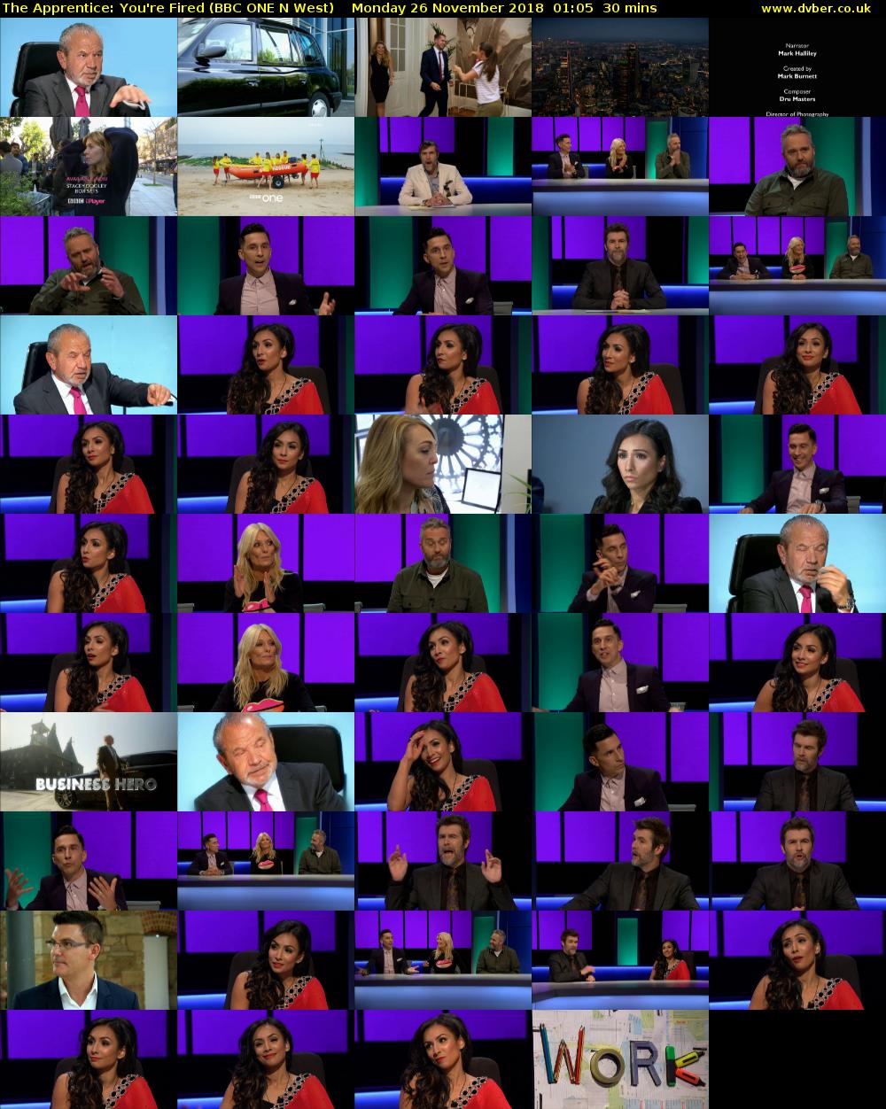 The Apprentice: You're Fired (BBC ONE N West) Monday 26 November 2018 01:05 - 01:35