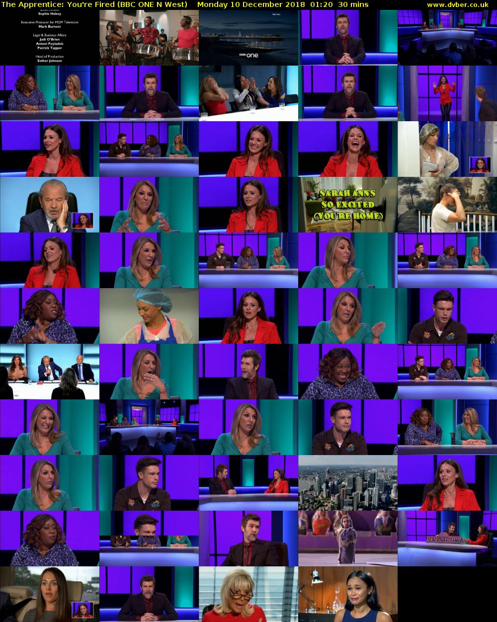 The Apprentice: You're Fired (BBC ONE N West) Monday 10 December 2018 01:20 - 01:50