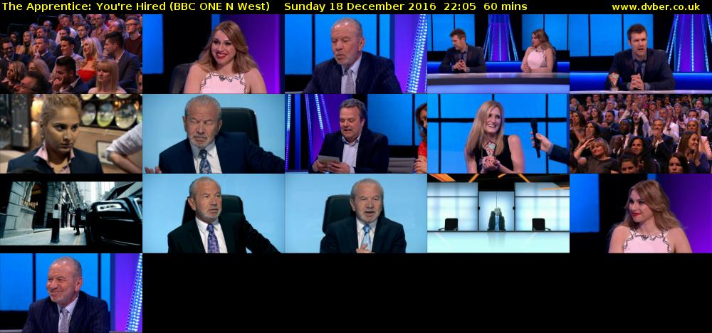 The Apprentice: You're Hired (BBC ONE N West) Sunday 18 December 2016 22:05 - 23:05