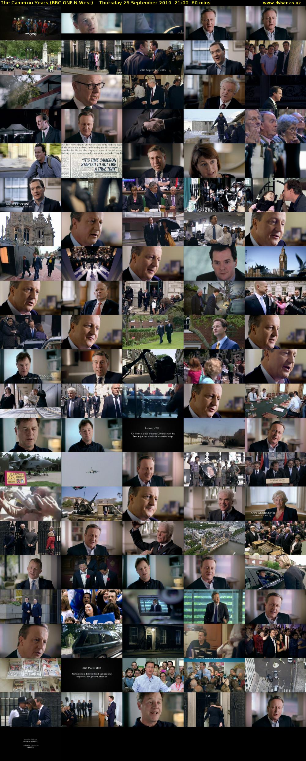 The Cameron Years (BBC ONE N West) Thursday 26 September 2019 21:00 - 22:00