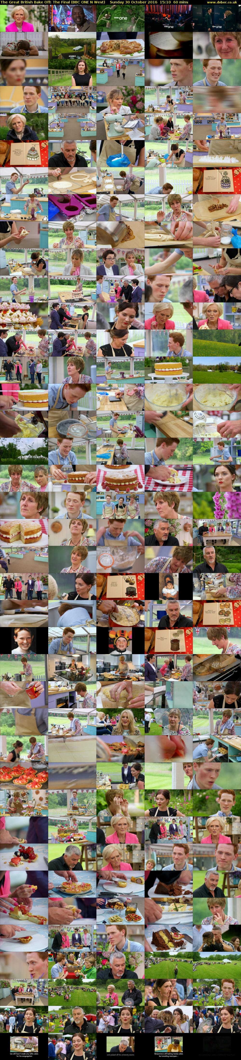 The Great British Bake Off: The Final (BBC ONE N West) Sunday 30 October 2016 15:10 - 16:10