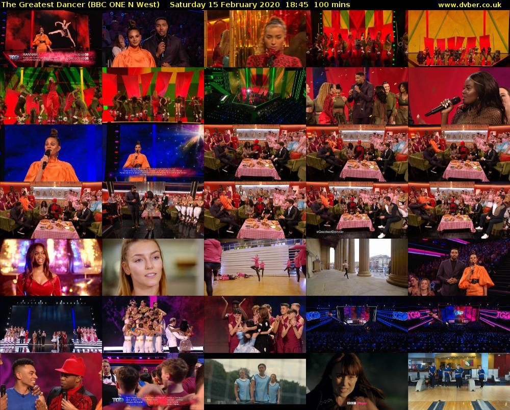 The Greatest Dancer (BBC ONE N West) Saturday 15 February 2020 18:45 - 20:25