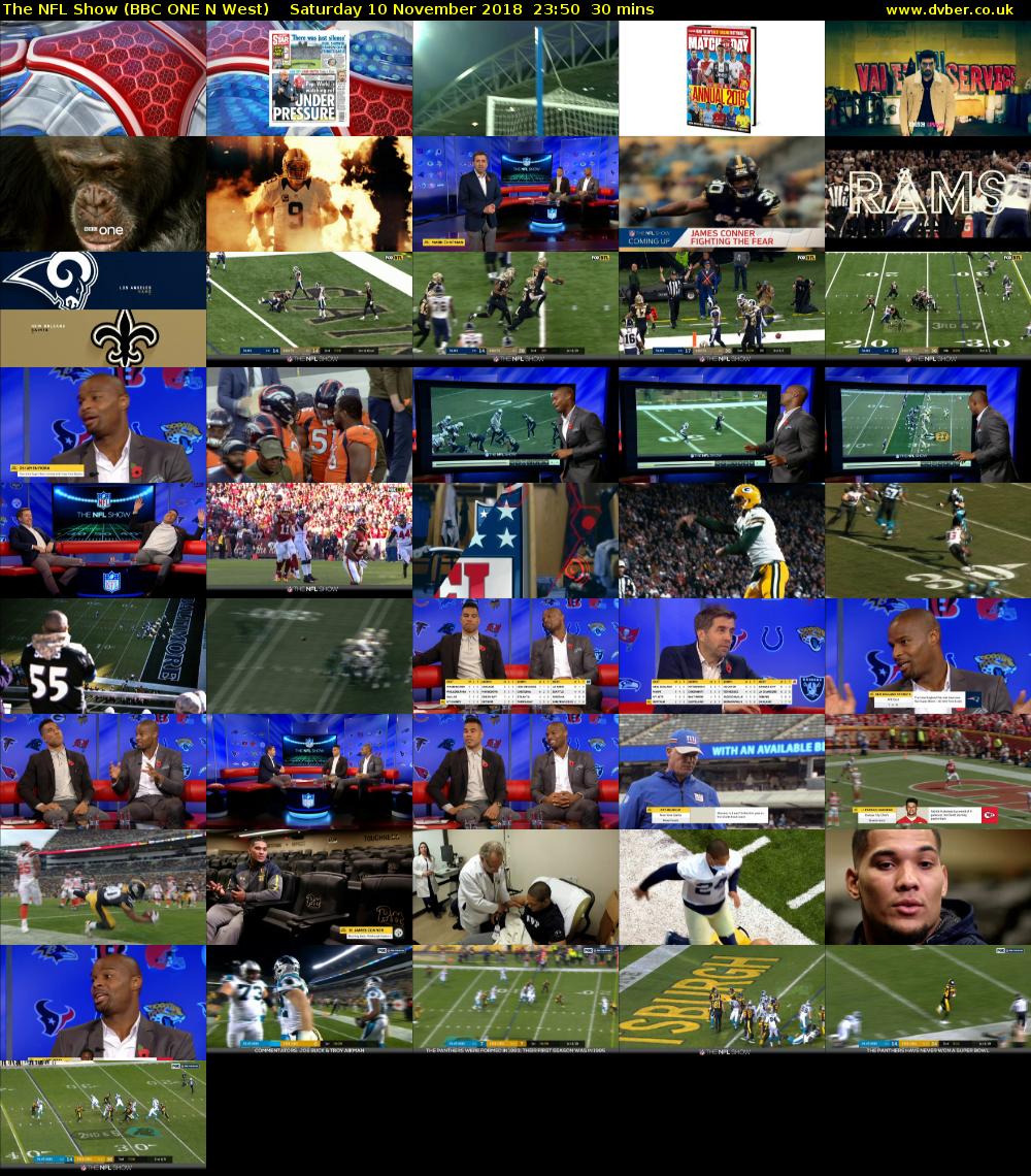 The NFL Show (BBC ONE N West) Saturday 10 November 2018 23:50 - 00:20