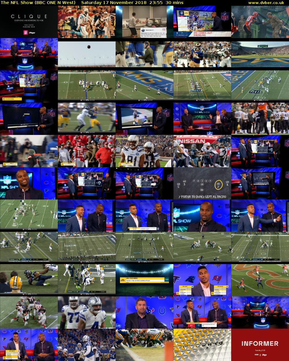 The NFL Show (BBC ONE N West) Saturday 17 November 2018 23:55 - 00:25