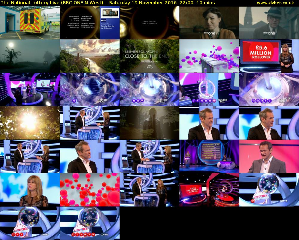 The National Lottery Live (BBC ONE N West) Saturday 19 November 2016 22:00 - 22:10
