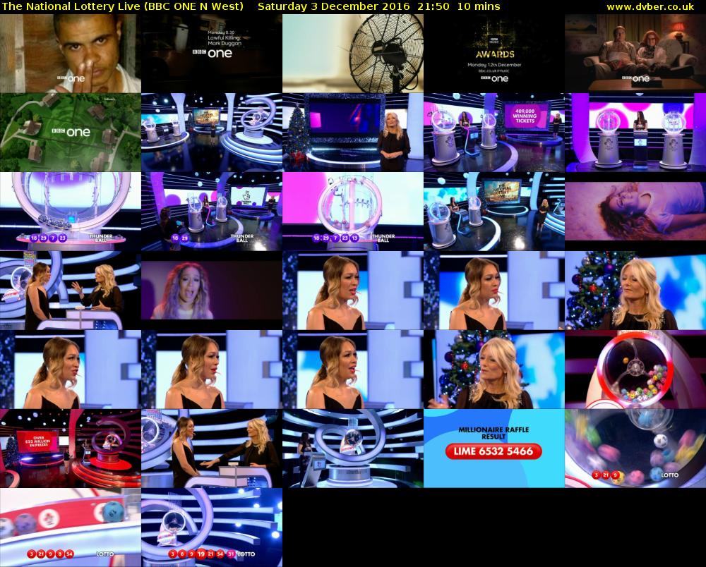 The National Lottery Live (BBC ONE N West) Saturday 3 December 2016 21:50 - 22:00
